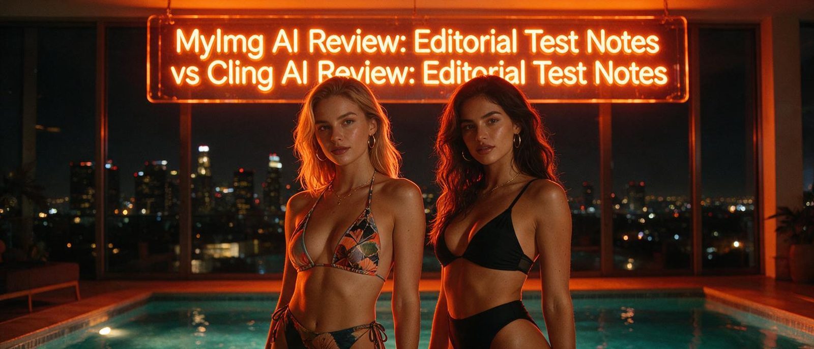 AI-generated editorial illustration for the MyImg AI vs Cling AI comparison — no real person depicted