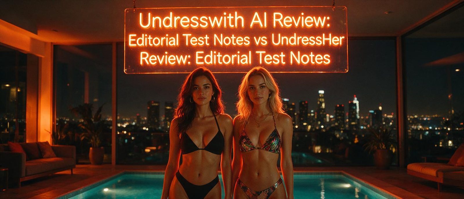 AI-generated editorial illustration for the Undresswith AI vs UndressHer comparison — no real person depicted
