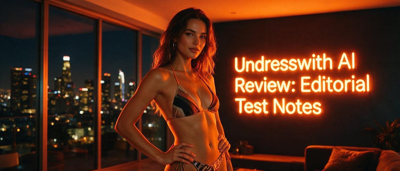 AI-generated editorial illustration for the Undresswith AI review — no real person depicted